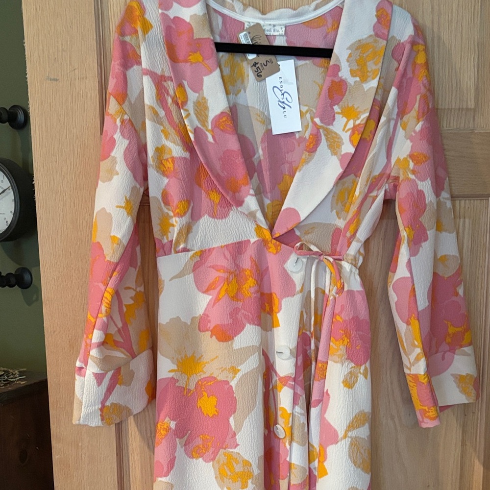 Floral Wrap Dress in Pink and Yellow